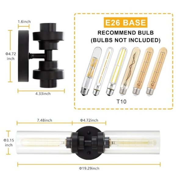 Industrial Vanity Light Fixture 2 Light Nickel - Picture 5 of 5